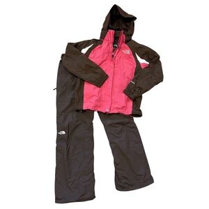 Women’s The NorthFace snow ski jacket and snow pant Large Brown Pink